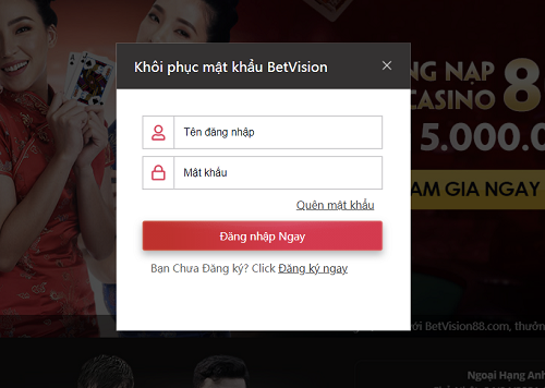 Dang nhap Betvision - buoc 2
