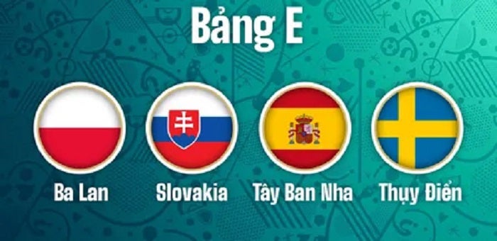 Bảng E: Tây Ban Nha, Thụy Điển, Ba Lan, Slovakia